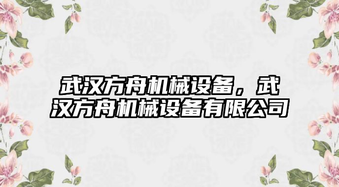 武漢方舟機械設備，武漢方舟機械設備有限公司