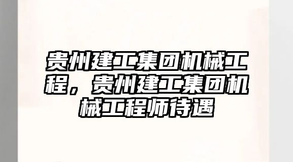 貴州建工集團機械工程，貴州建工集團機械工程師待遇