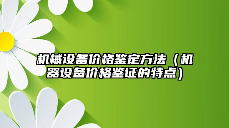 機械設備價格鑒定方法（機器設備價格鑒證的特點）