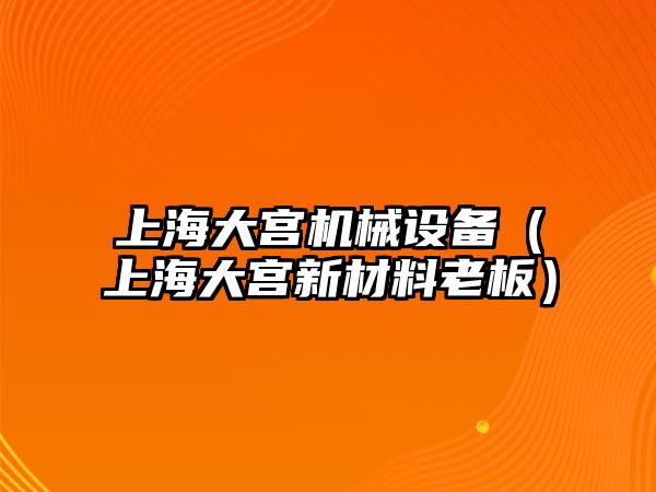 上海大宮機械設備（上海大宮新材料老板）