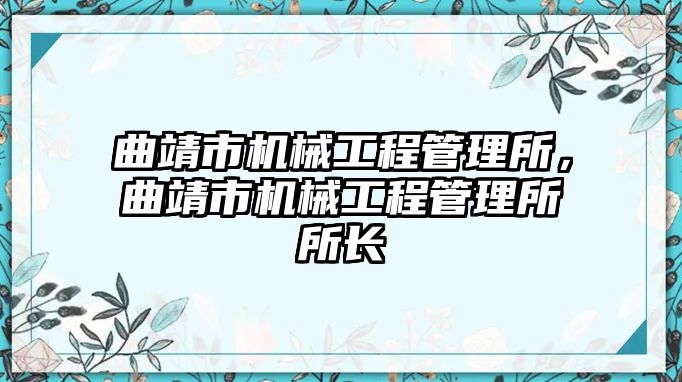 曲靖市機械工程管理所，曲靖市機械工程管理所所長