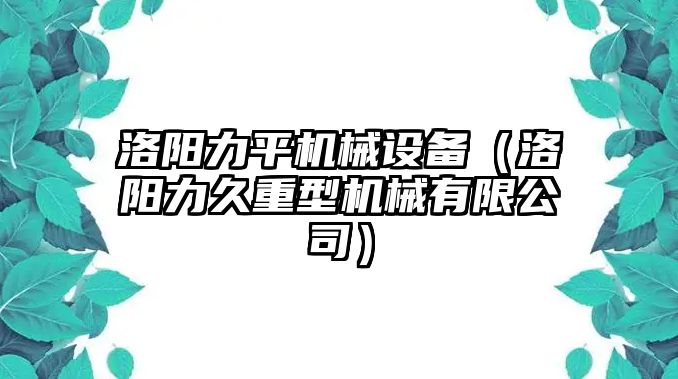 洛陽力平機(jī)械設(shè)備（洛陽力久重型機(jī)械有限公司）