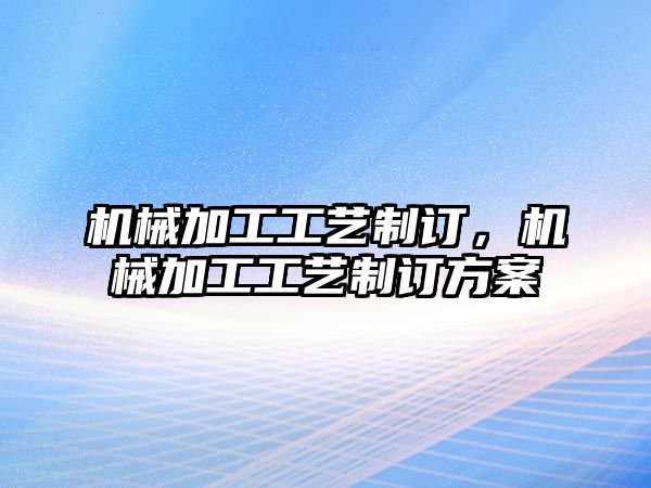 機(jī)械加工工藝制訂，機(jī)械加工工藝制訂方案