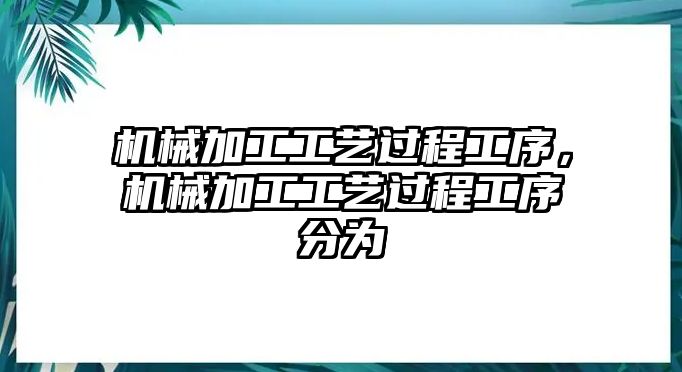 機械加工工藝過程工序，機械加工工藝過程工序分為