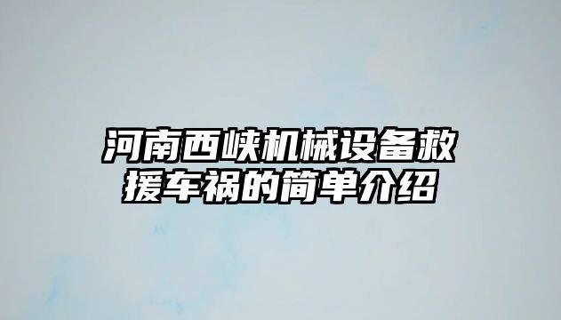 河南西峽機械設(shè)備救援車禍的簡單介紹