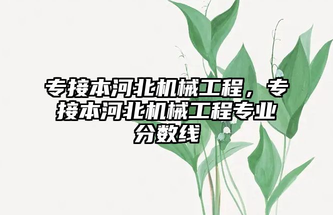 專接本河北機械工程，專接本河北機械工程專業分數線