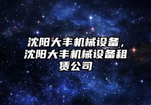 沈陽大豐機械設備，沈陽大豐機械設備租賃公司