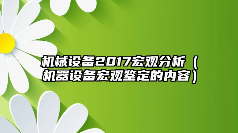 機械設備2017宏觀分析（機器設備宏觀鑒定的內容）