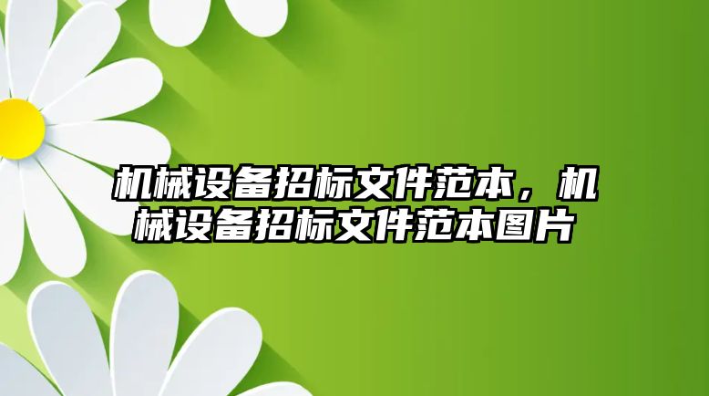 機械設(shè)備招標文件范本，機械設(shè)備招標文件范本圖片