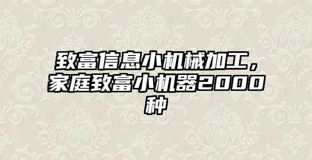 致富信息小機械加工，家庭致富小機器2000種