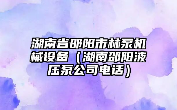 湖南省邵陽市林泵機械設備（湖南邵陽液壓泵公司電話）