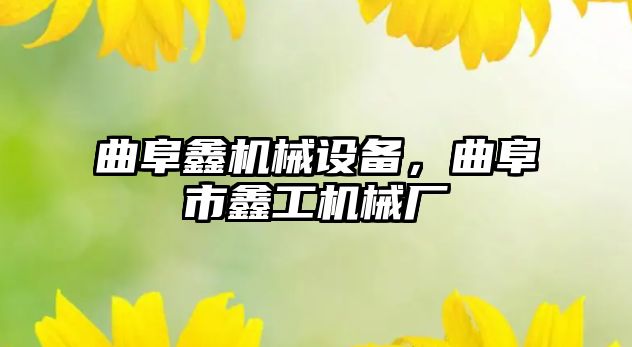 曲阜鑫機械設備，曲阜市鑫工機械廠