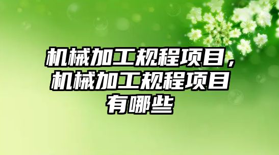 機械加工規程項目，機械加工規程項目有哪些