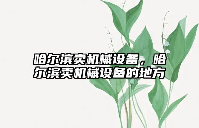 哈爾濱賣機械設(shè)備，哈爾濱賣機械設(shè)備的地方