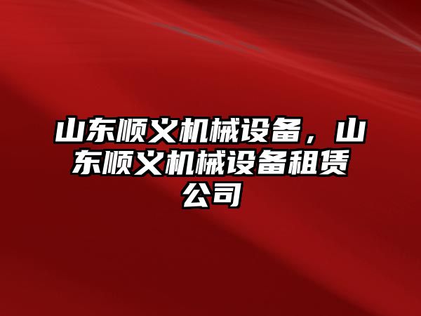 山東順義機械設備，山東順義機械設備租賃公司