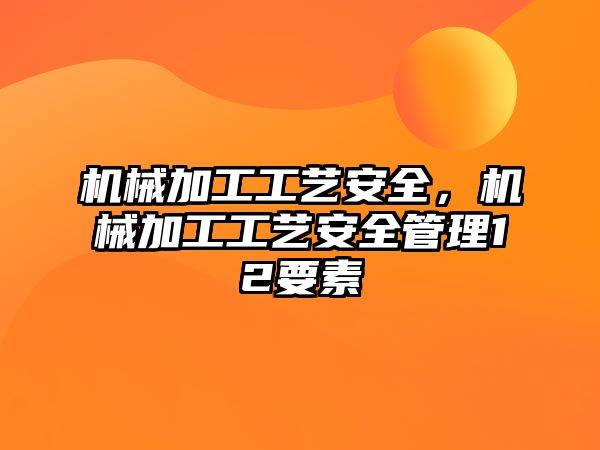 機械加工工藝安全，機械加工工藝安全管理12要素