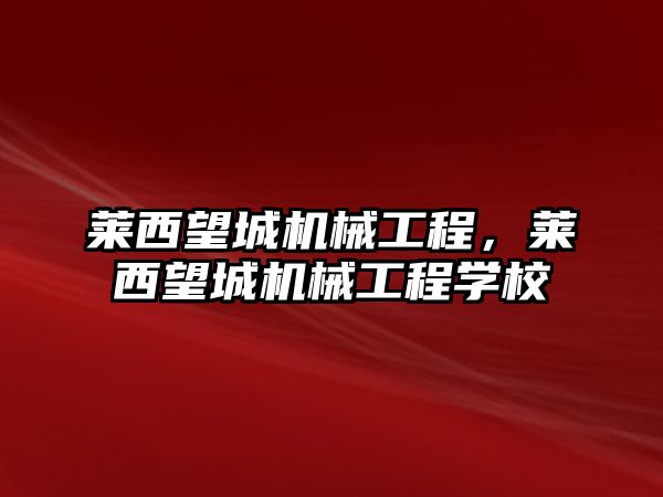 萊西望城機械工程，萊西望城機械工程學校