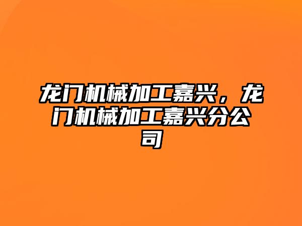 龍門機械加工嘉興，龍門機械加工嘉興分公司