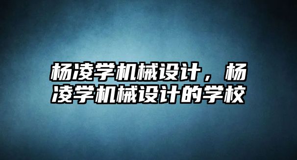 楊凌學機械設計，楊凌學機械設計的學校