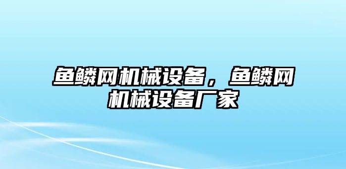 魚鱗網機械設備，魚鱗網機械設備廠家