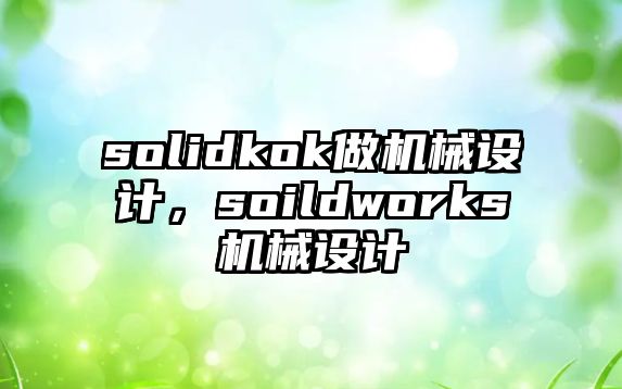 solidkok做機械設計，soildworks機械設計